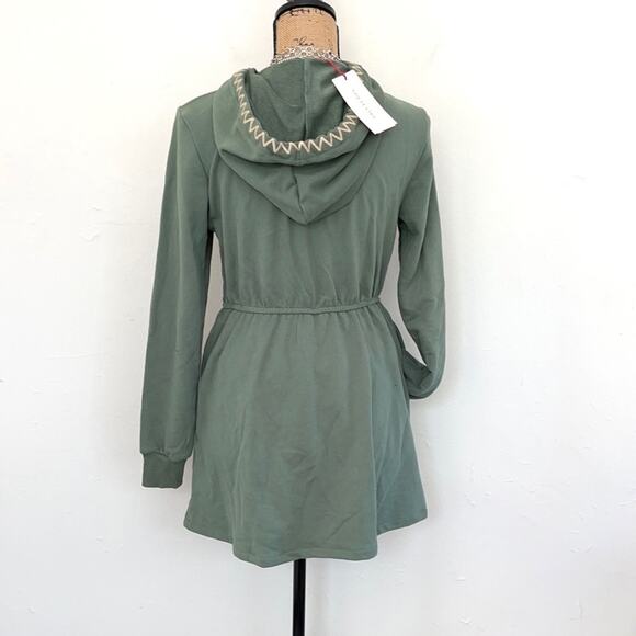 NEW SOLITAIRE embroidered green full zip hoodie S - Picture 5 of 14